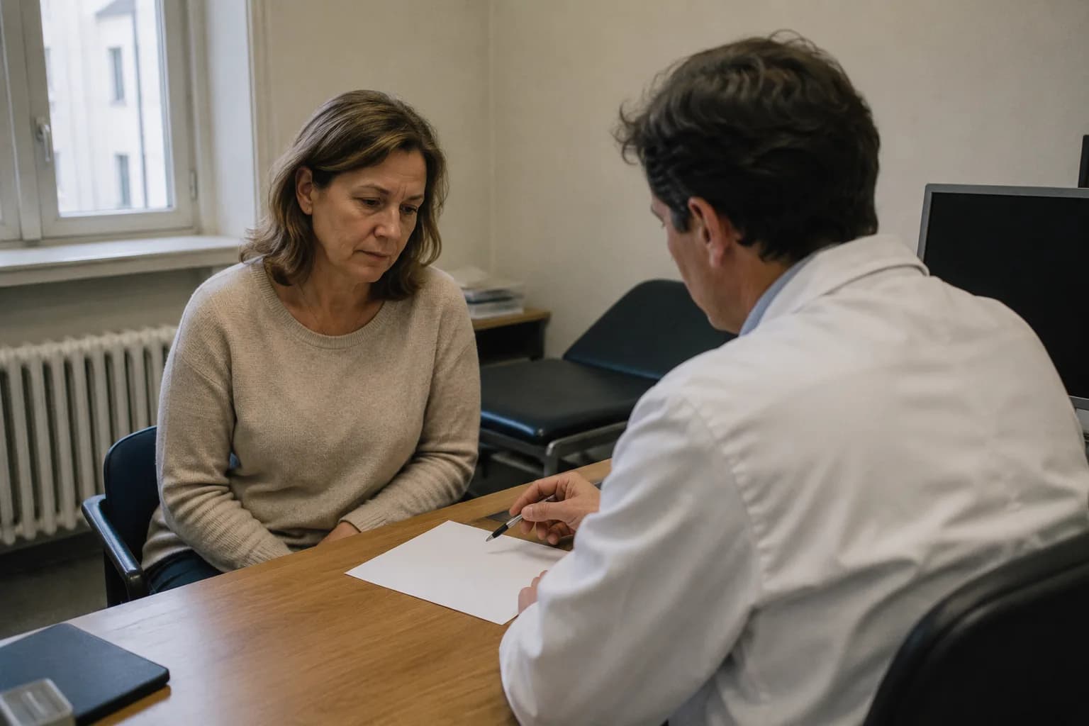 A clinician discussing nerve pain treatment with a patient