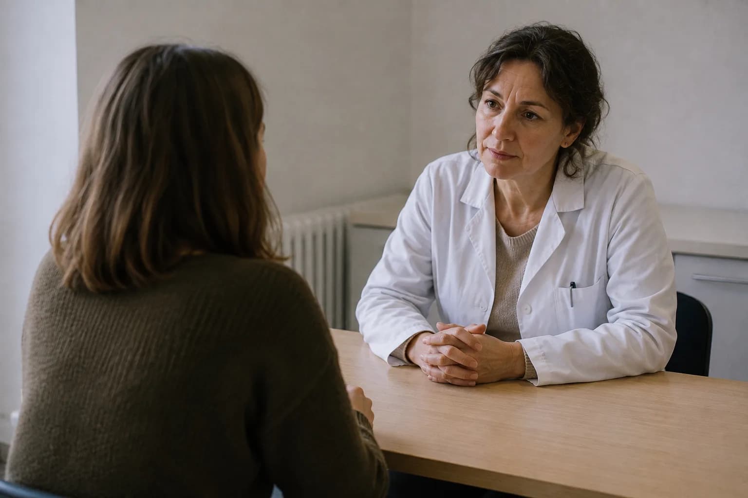 A patient speaking with a clinician about changes in mood