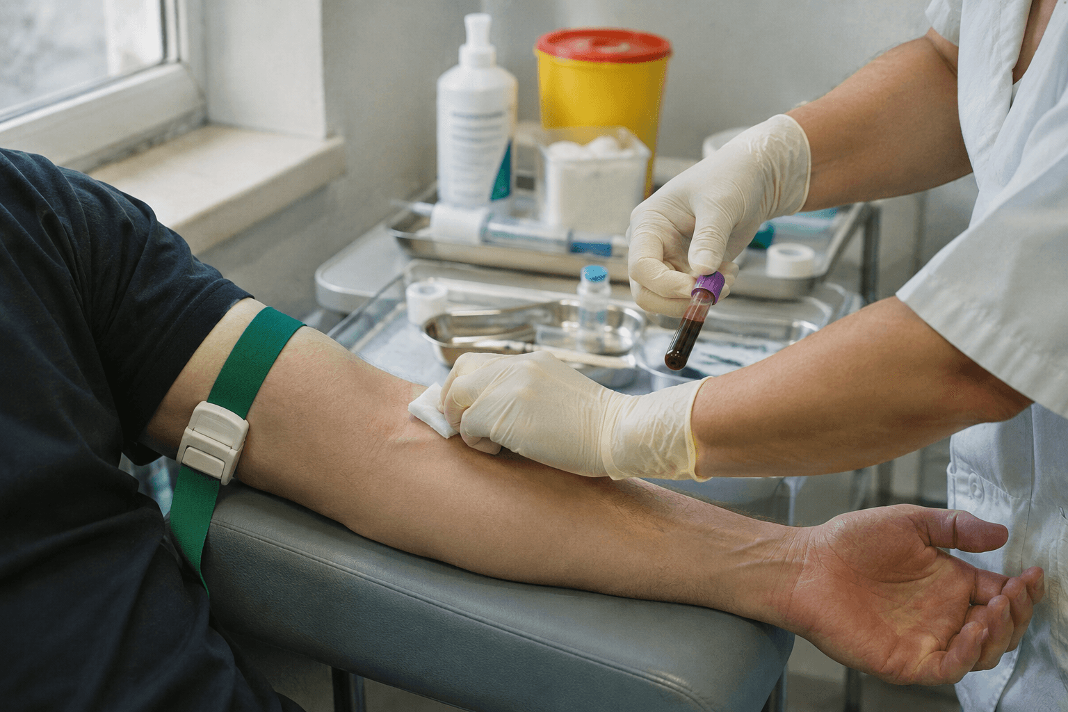 Blood samples prepared for ferritin and transferrin saturation testing