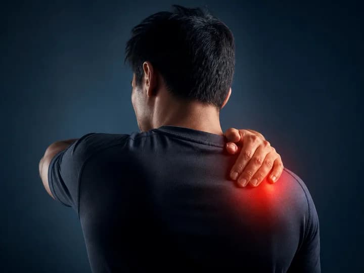 Person holding a sore shoulder