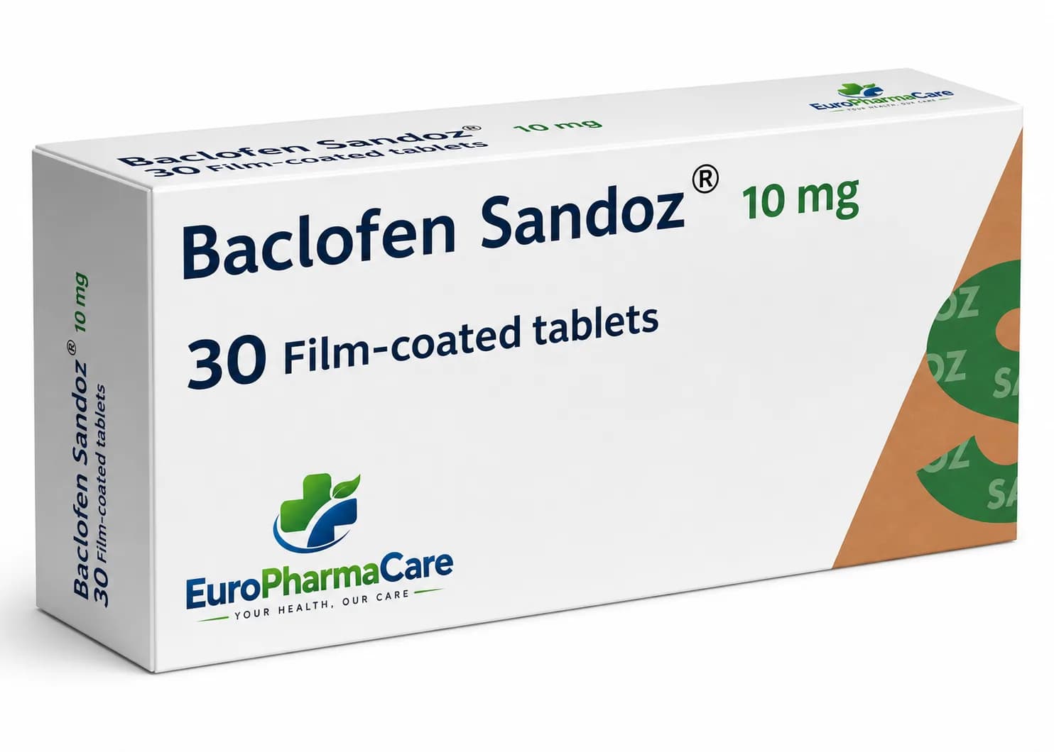 Baclofen Sandoz 10mg medicine packaging