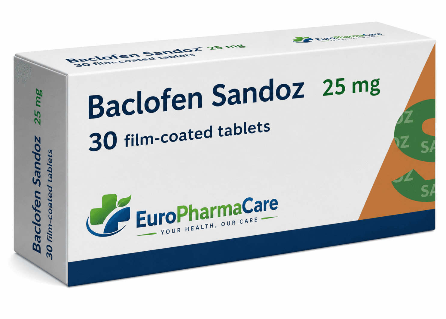 Baclofen Sandoz 25mg medicine packaging