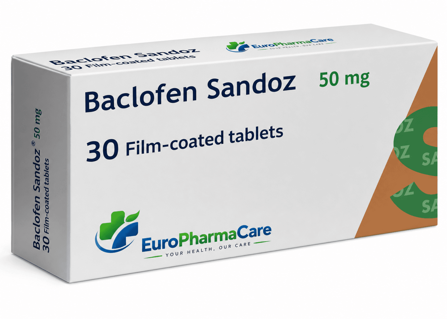Baclofen Sandoz 50mg medicine packaging