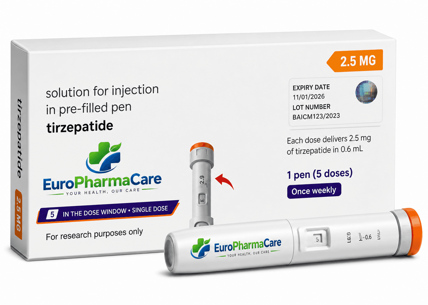 Mounjaro Tirzepatide 2.5mg medicine packaging