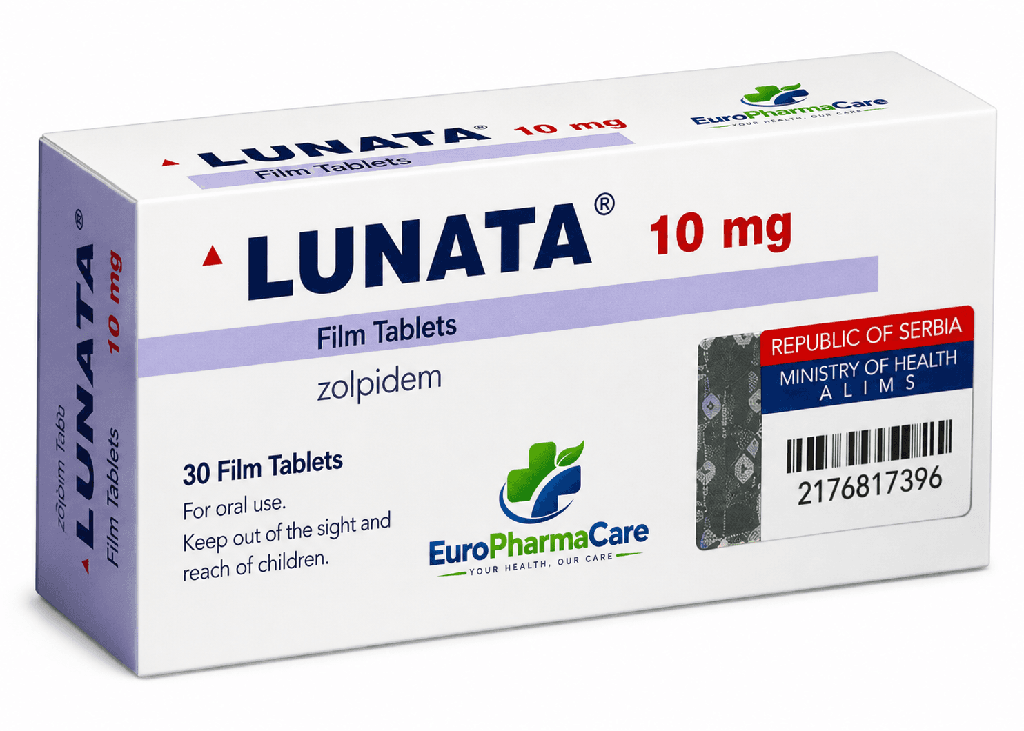 Zolpidem Lunata 10mg medicine packaging