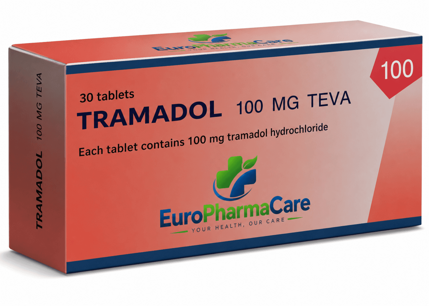 Tramadol Teva 100mg medicine packaging